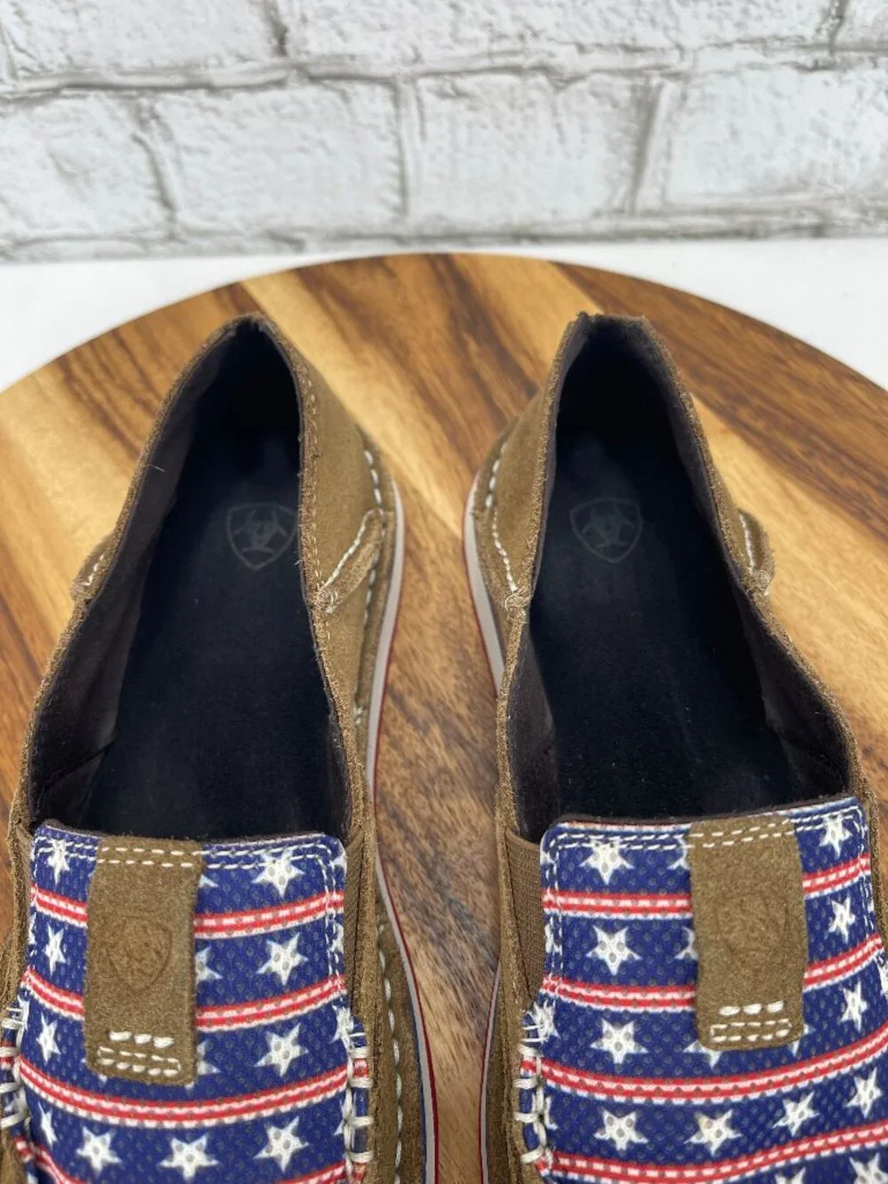 Ariat Patriotic Cruiser Womens 7.5 B Brown Suede Slip On Loafers 10021624